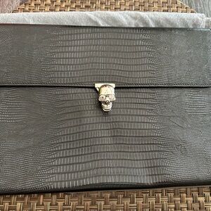 Alexander McQueen Black Croc enevelope clutch